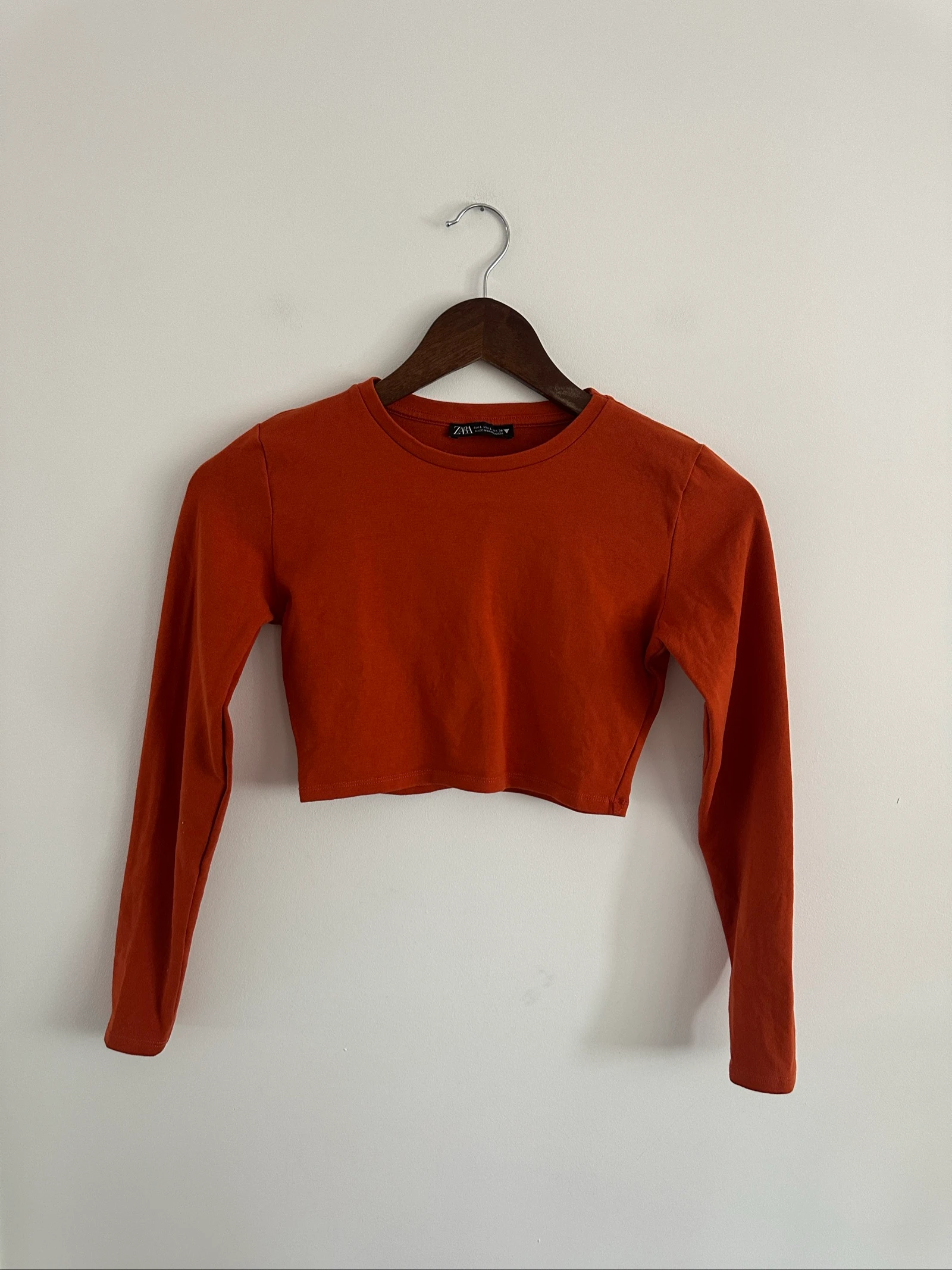 Crop top manga larga teja ZARA / Crop top manche longue talla L